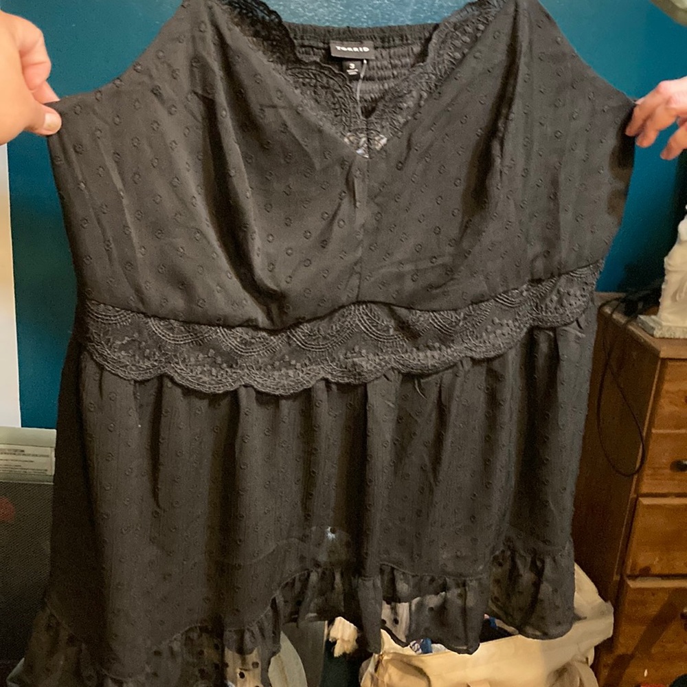 Torrid clip dot babydoll cami black 3x